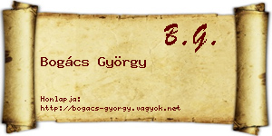 Bogács György névjegykártya